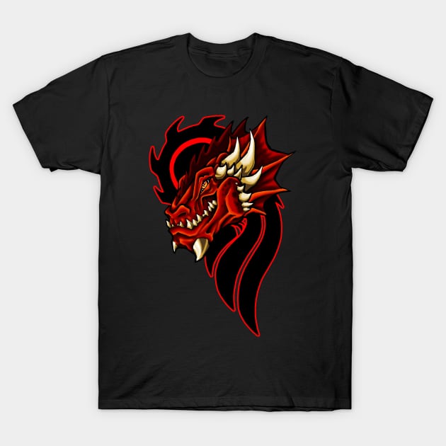 Red Dragon Tribal Tattoo Art T-Shirt by McCragge